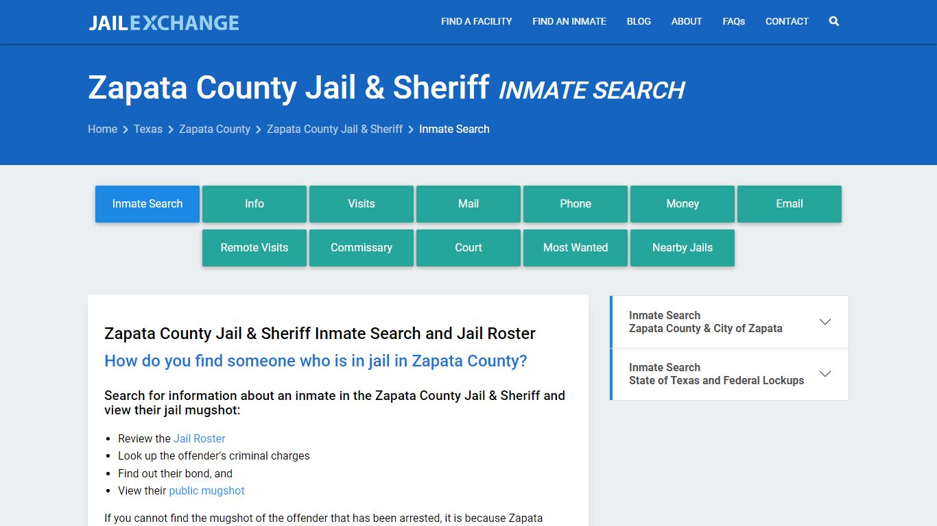 Inmate Search: Roster & Mugshots - Zapata County Jail & Sheriff, TX